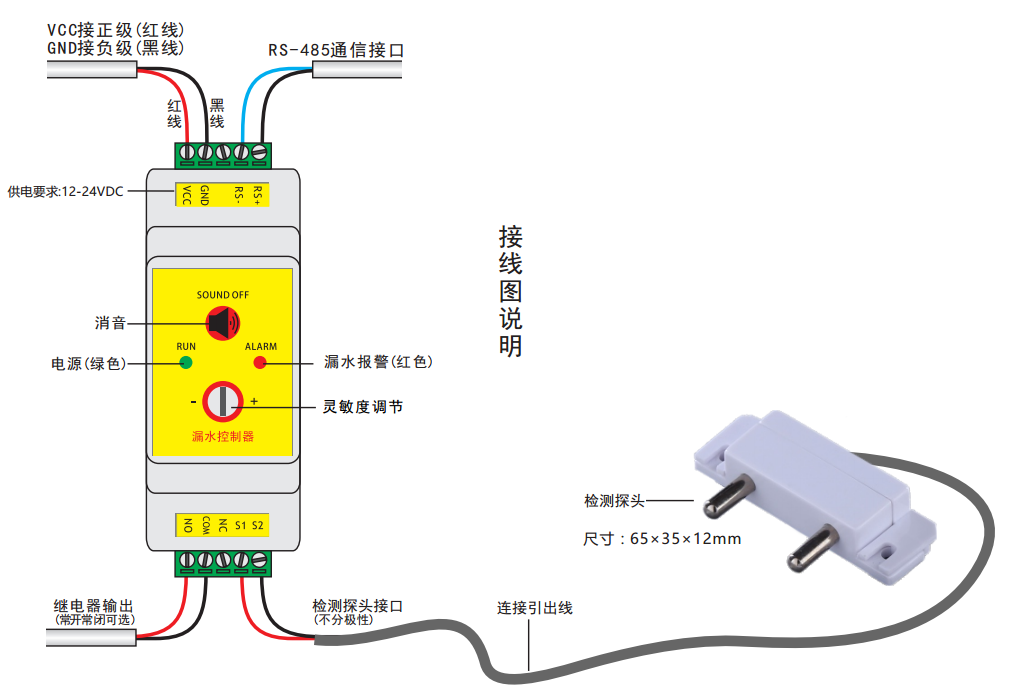 機(jī)房漏水報警控制器接線圖